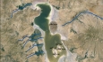 جزایر دریاچه ارومیه بواسطه کاهش آب بهم چسبیده اند